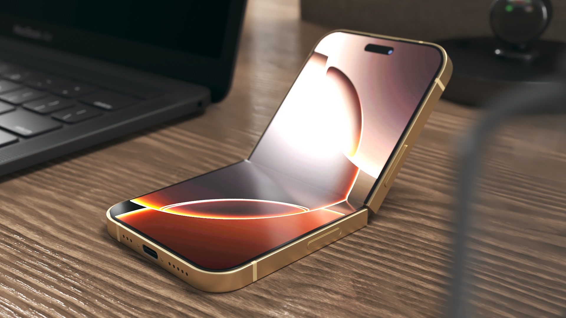 3D Apple iPhone Flip Luxe Gold Rigged for Maya model