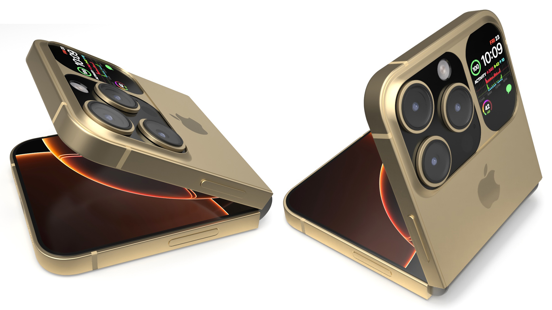 3D Apple iPhone Flip Luxe Gold Rigged for Maya model