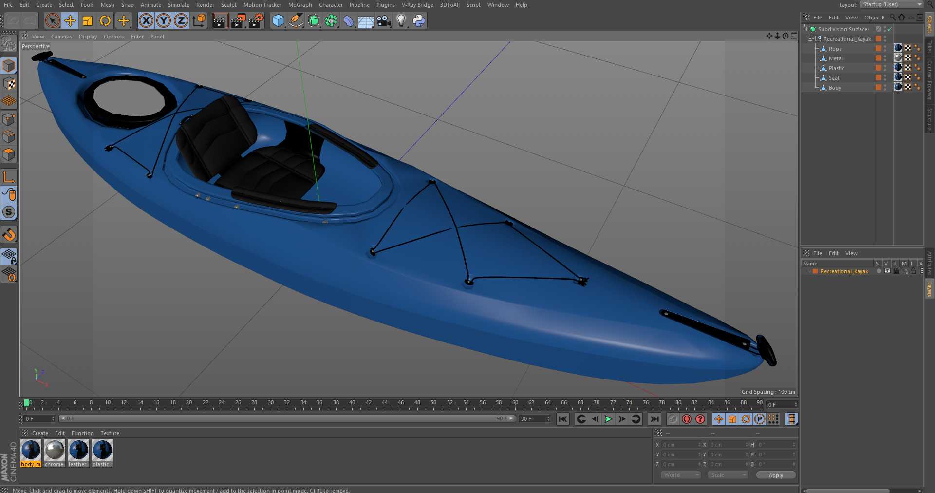 3D Recreational Kayak model