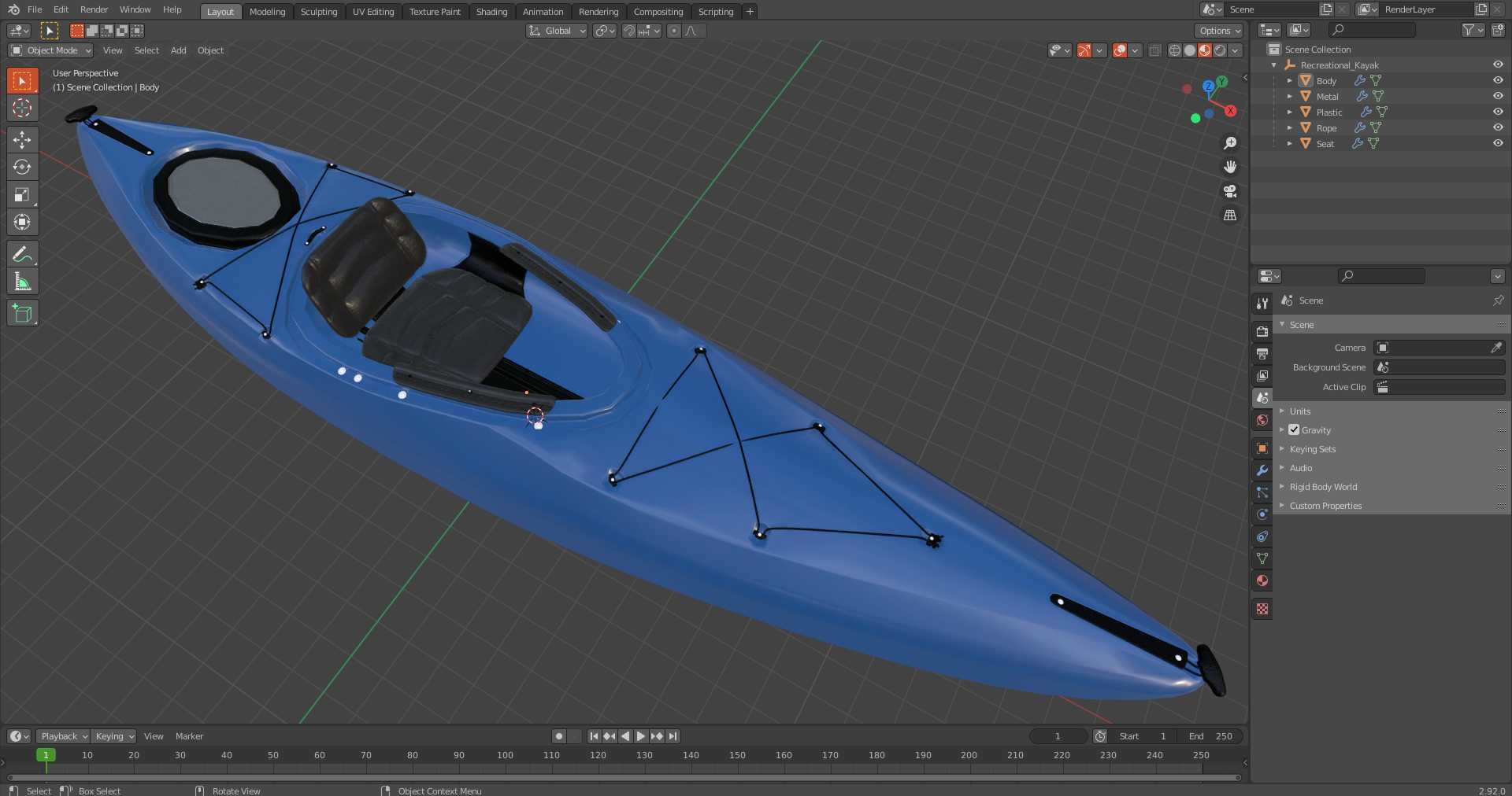3D Recreational Kayak model