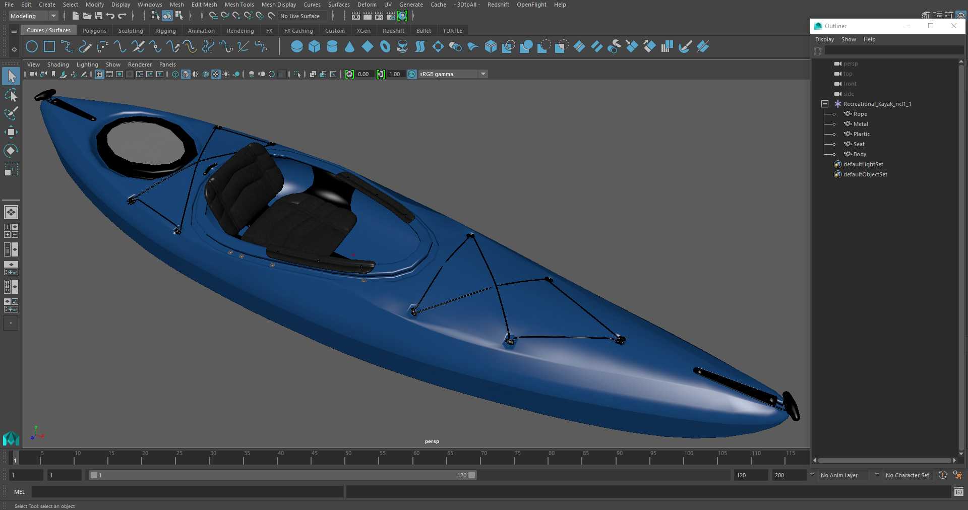 3D Recreational Kayak model