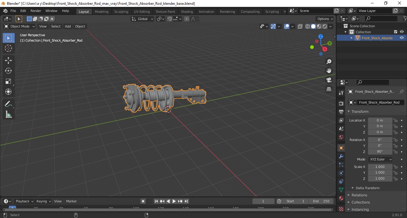 Front Shock Absorber Rod 3D model