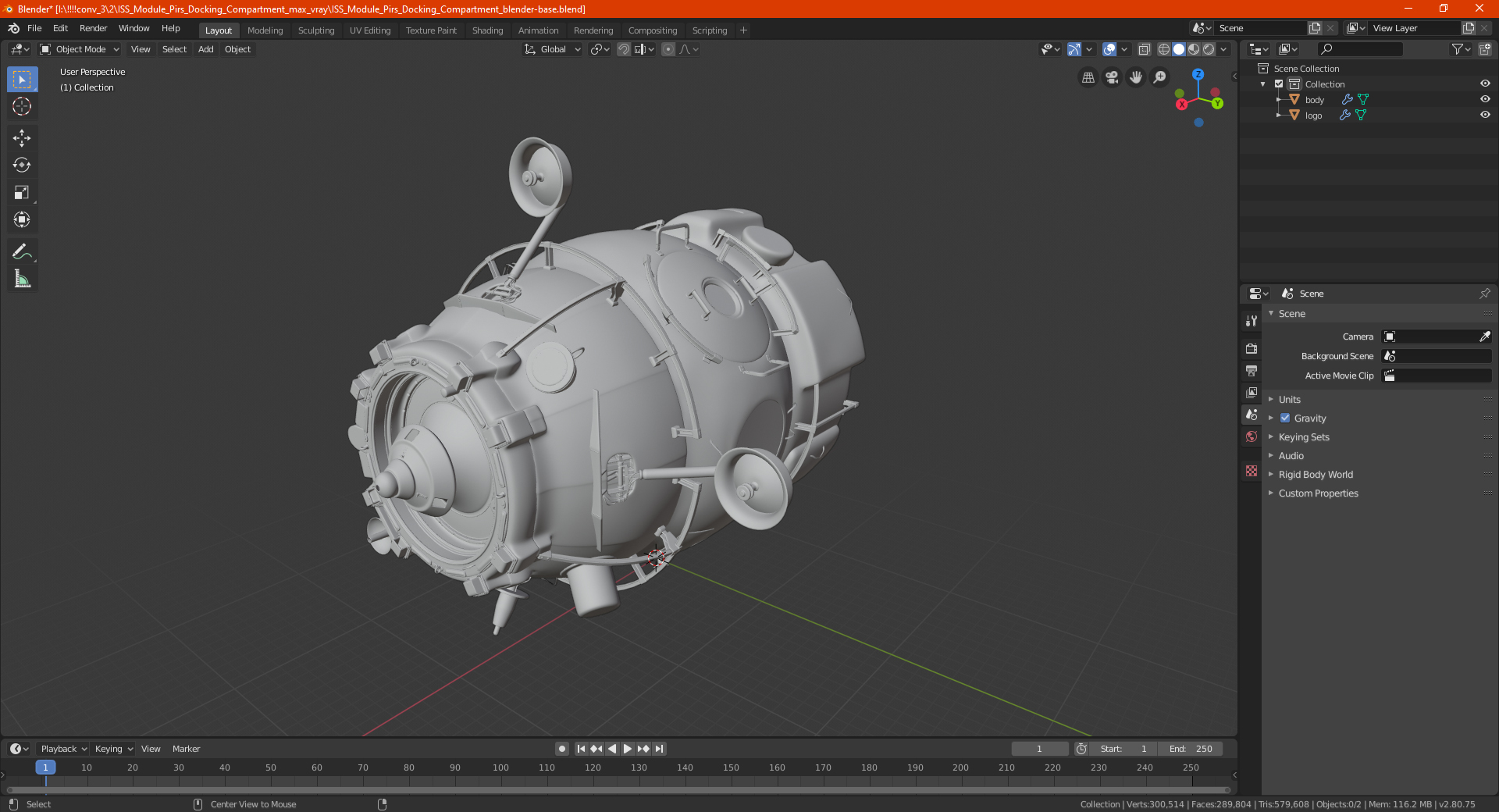 3D model ISS Module Pirs Docking Compartment