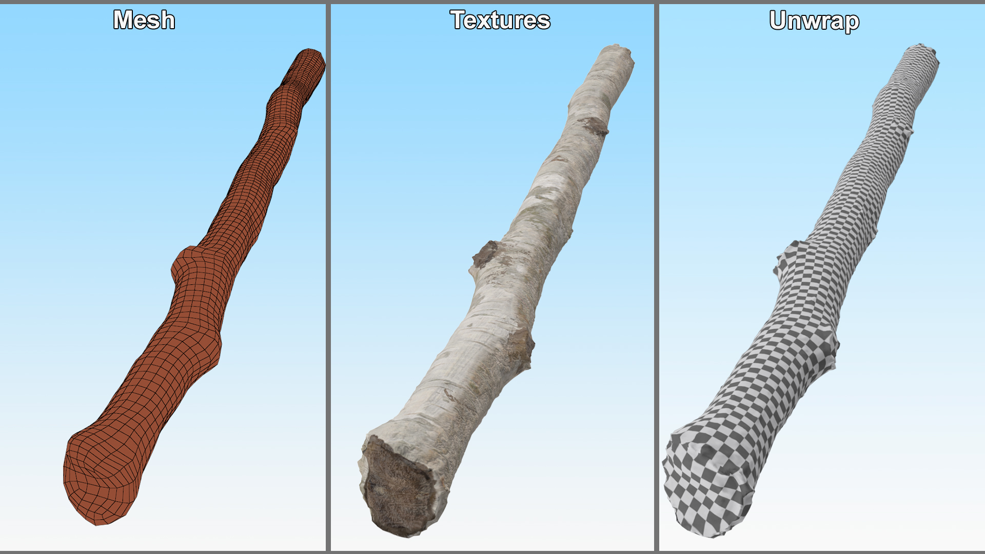 3D White Birch Poles Set