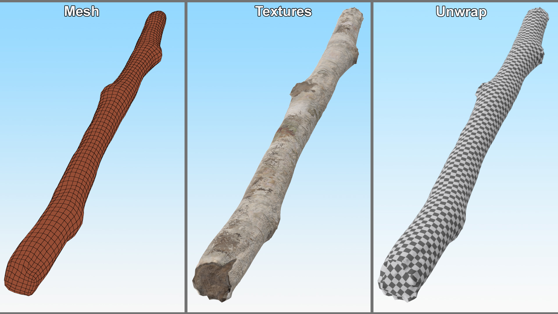 3D White Birch Poles Set