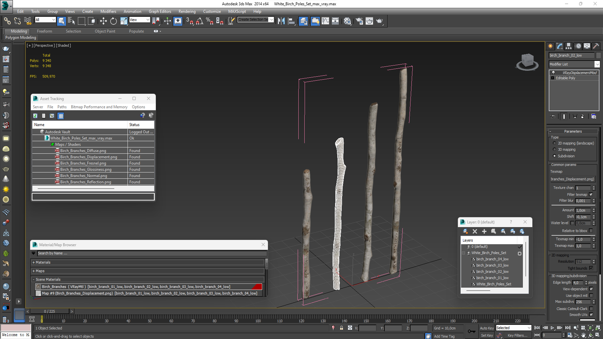 3D White Birch Poles Set