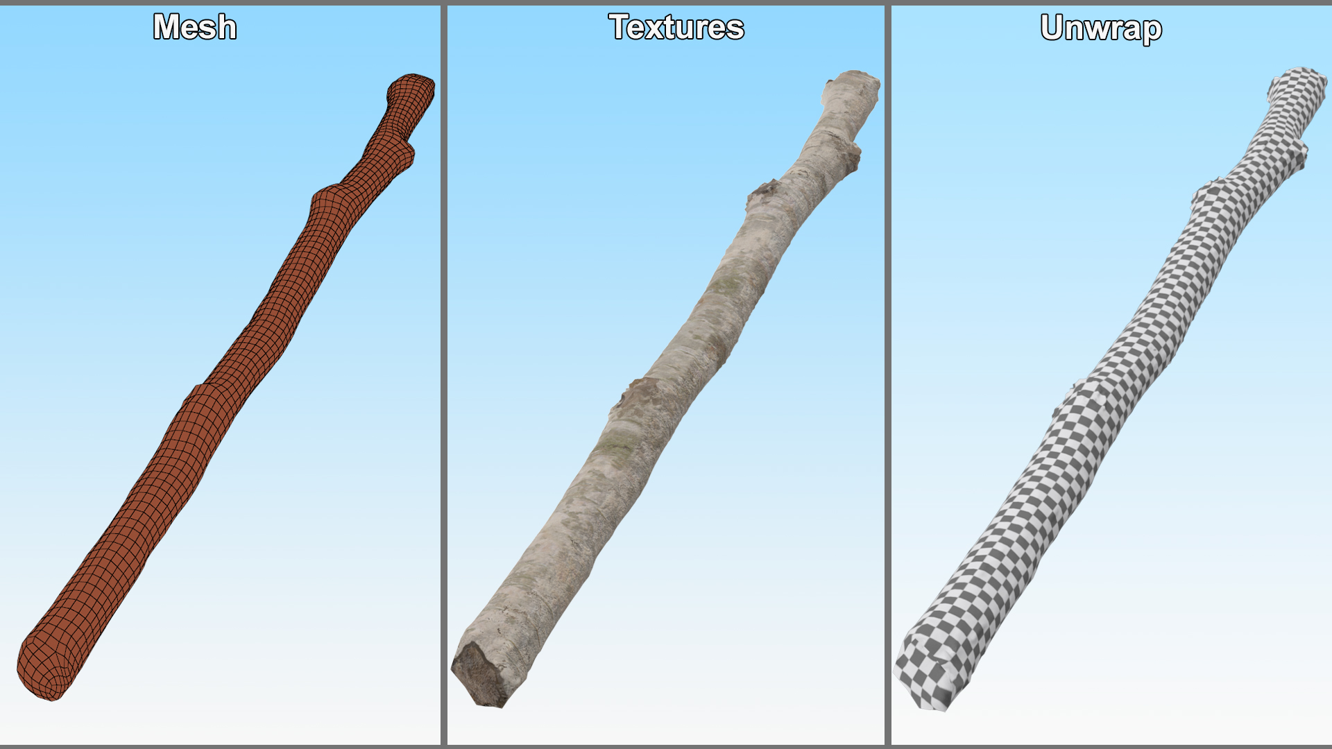3D White Birch Poles Set