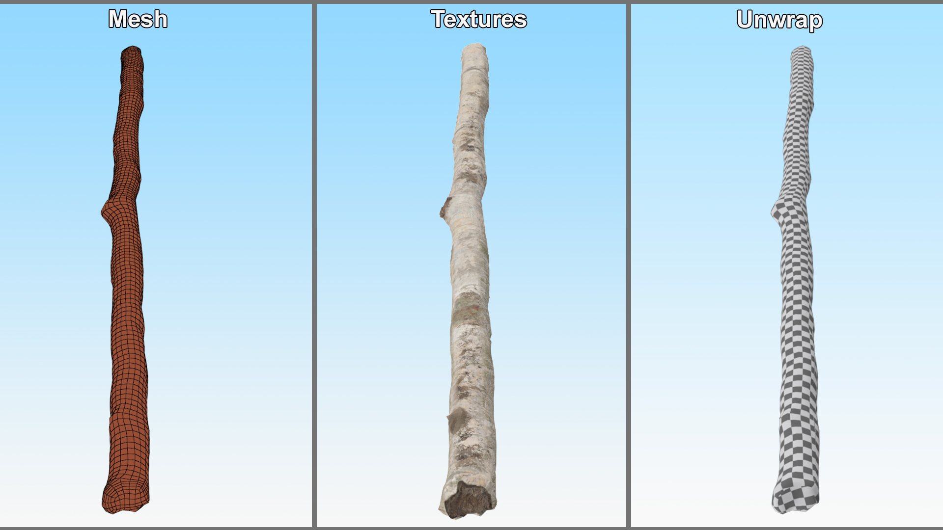 3D White Birch Poles Set