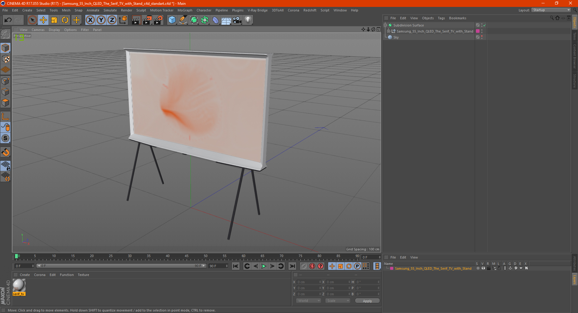 Samsung 55 Inch QLED The Serif TV with Stand 3D model