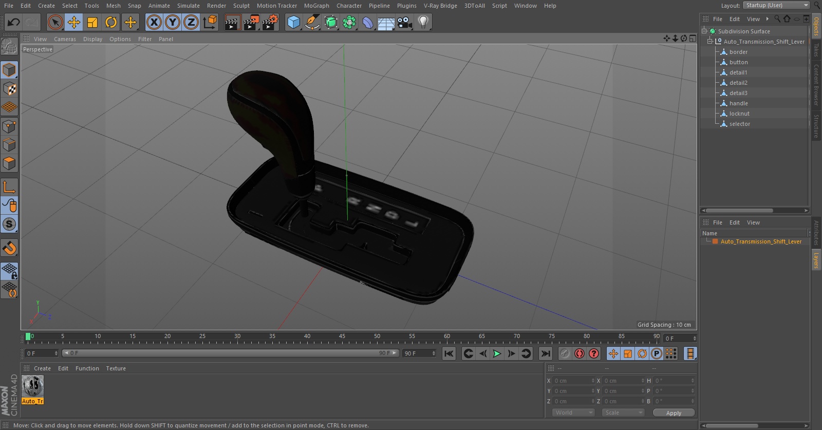 Auto Transmission Shift Lever 3D model