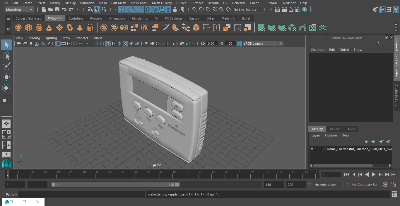 3D model Home Thermostat Emerson 1F80-0261 Switched On