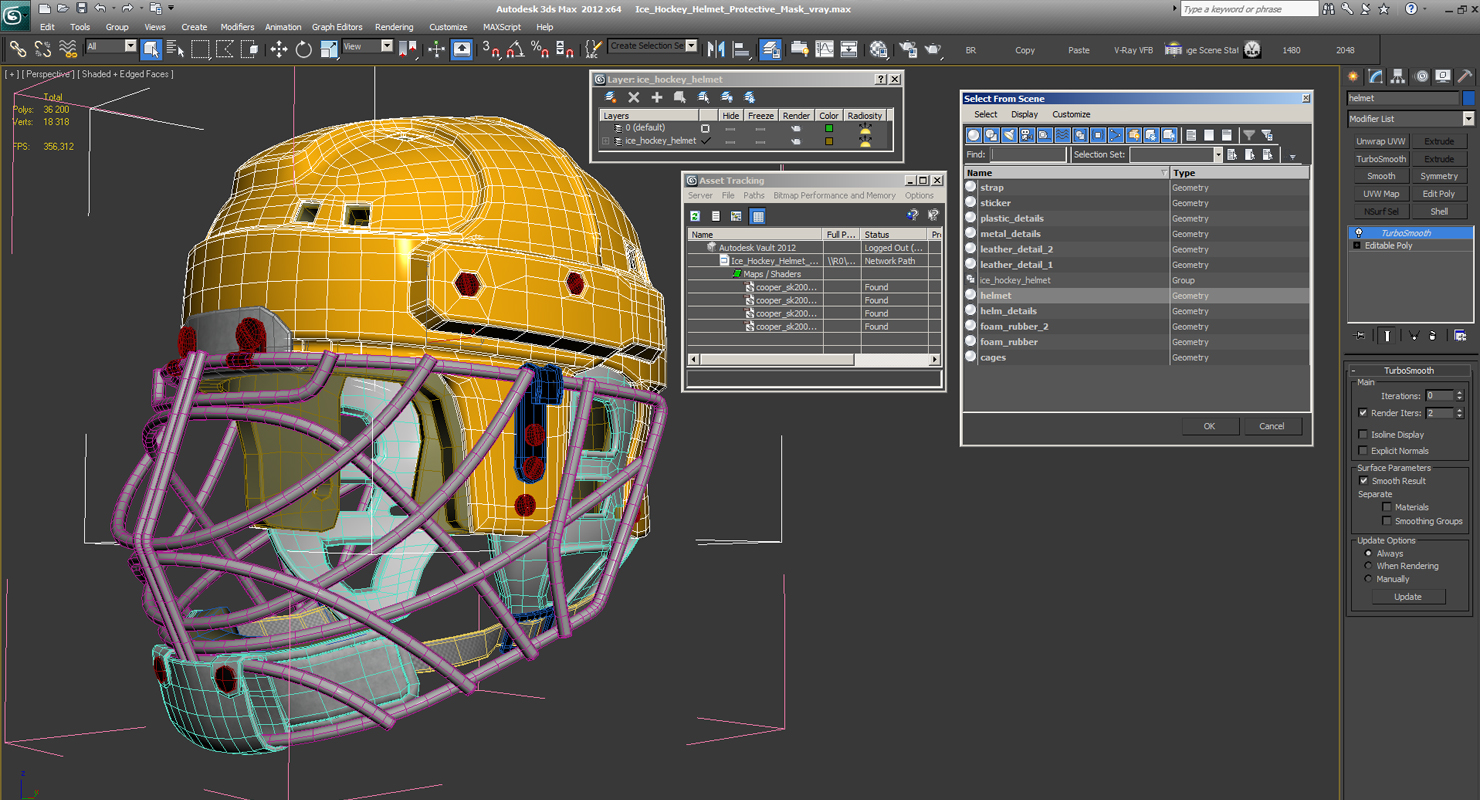 3D Ice Hockey Helmet Protective Mask model