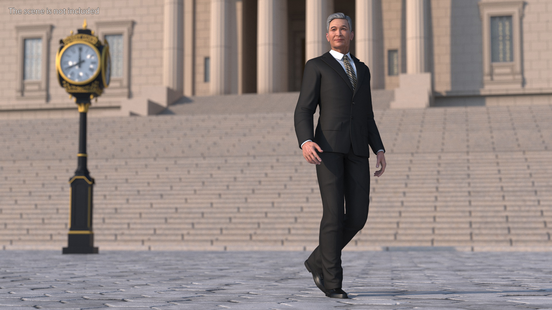Senior Chinese Businessman Walking 3D model