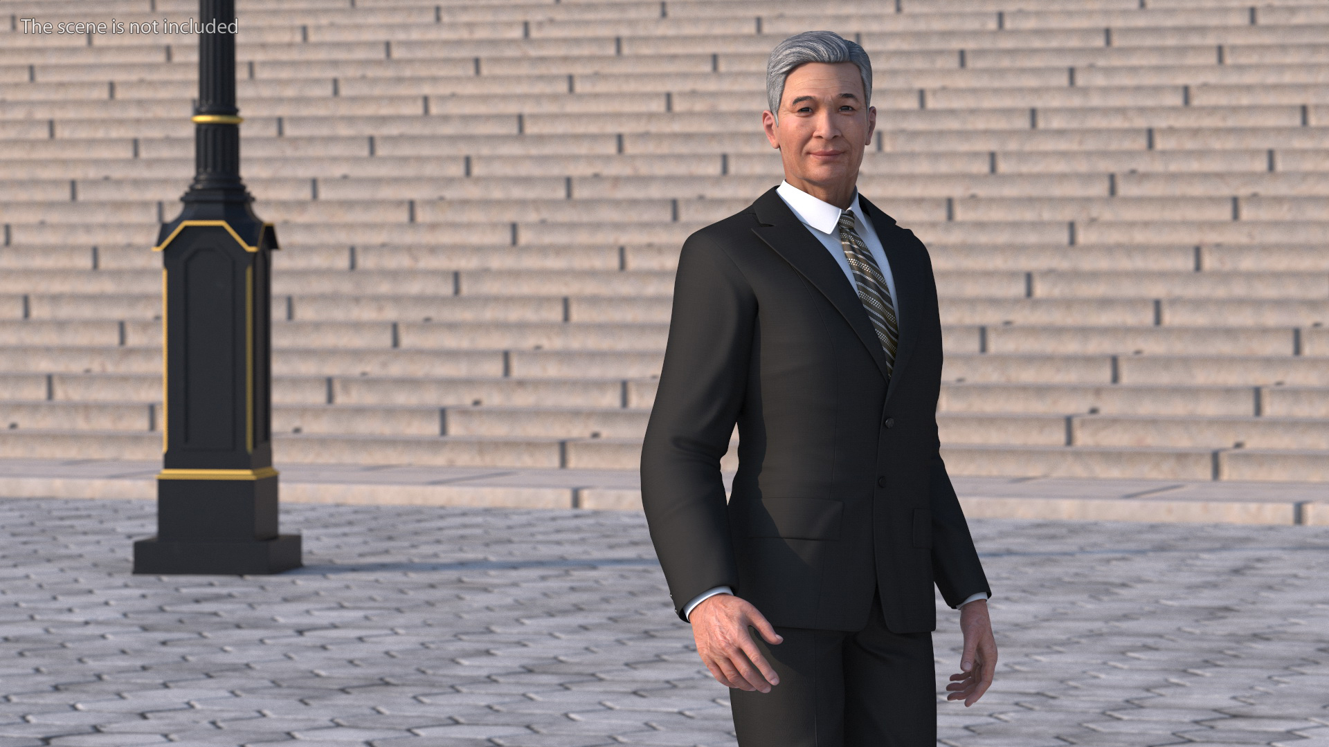 Senior Chinese Businessman Walking 3D model