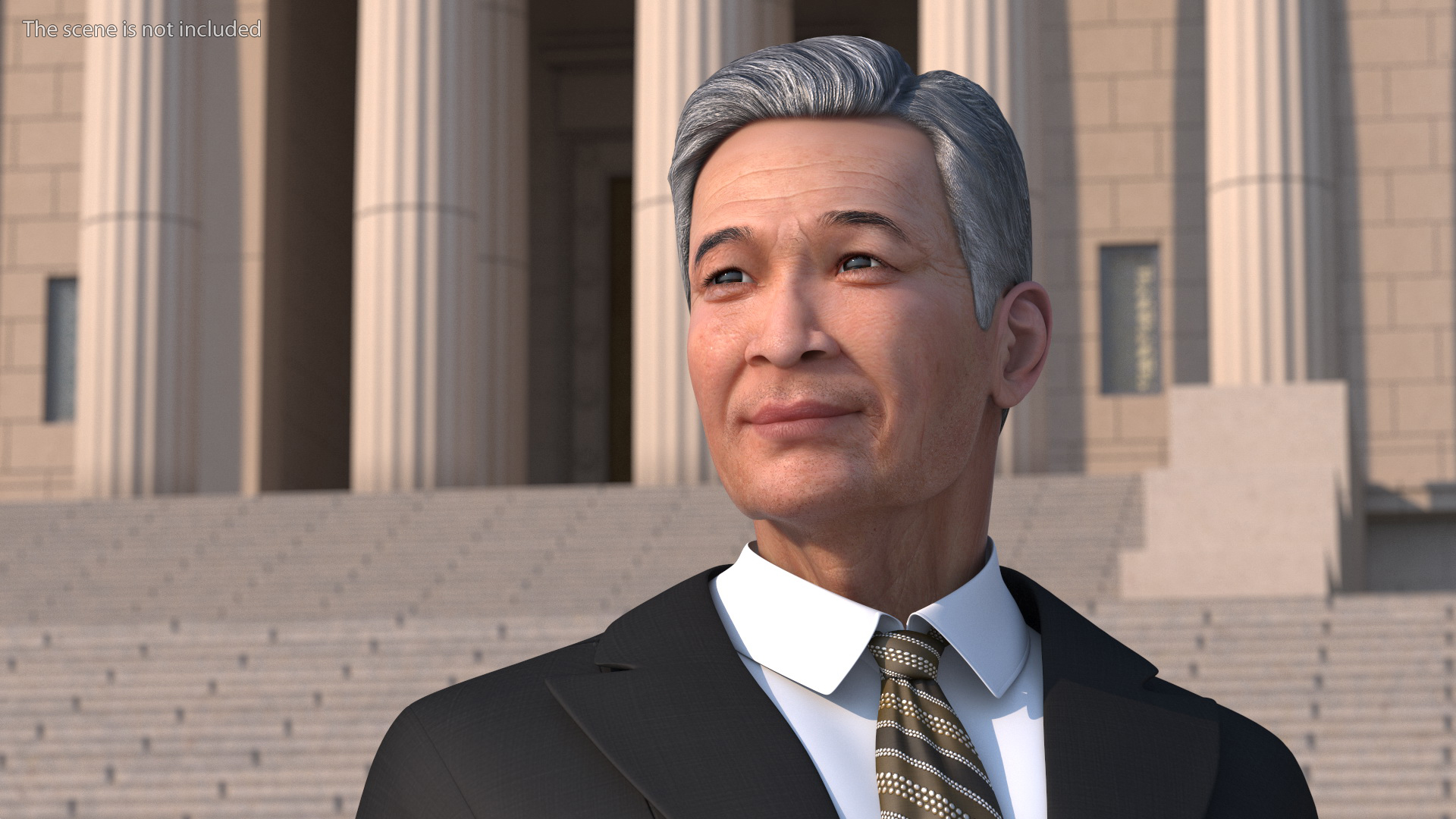 Senior Chinese Businessman Walking 3D model