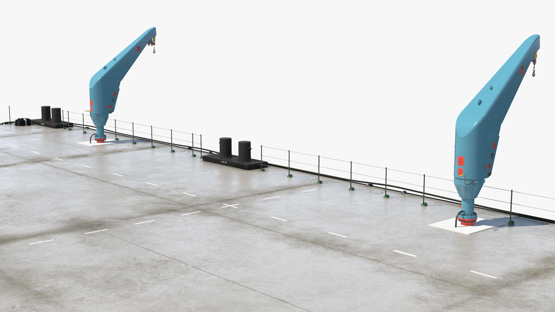 3D model Pontoon Barge with Cranes