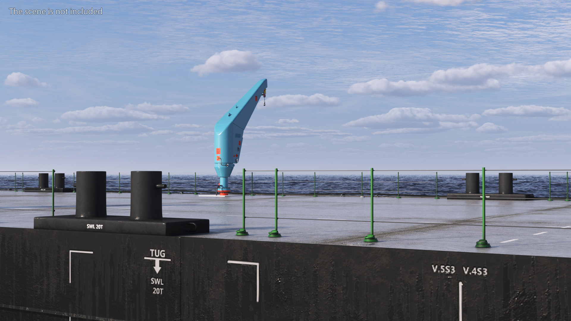 3D model Pontoon Barge with Cranes