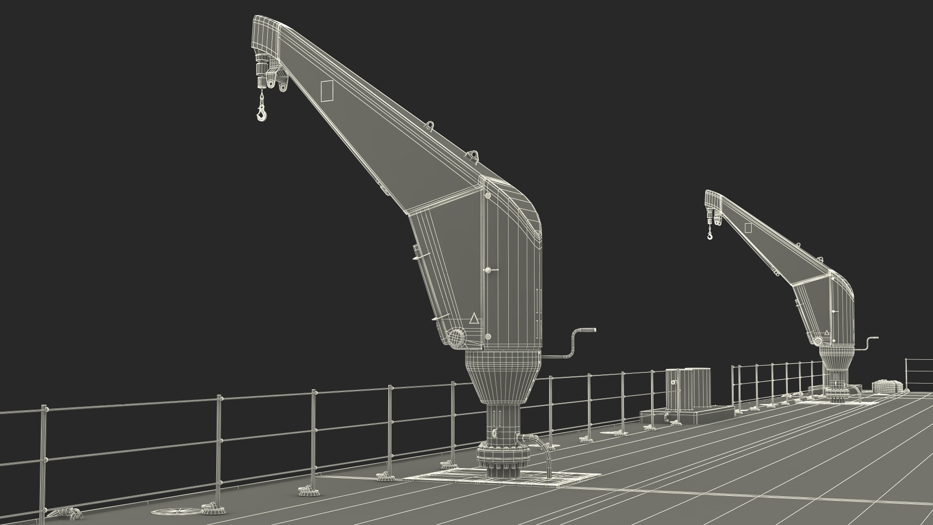 3D model Pontoon Barge with Cranes