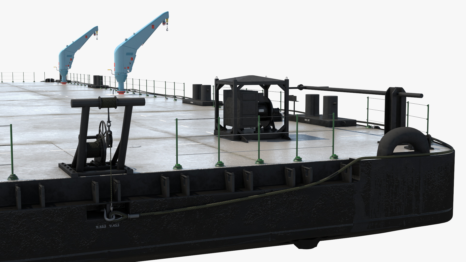 3D model Pontoon Barge with Cranes
