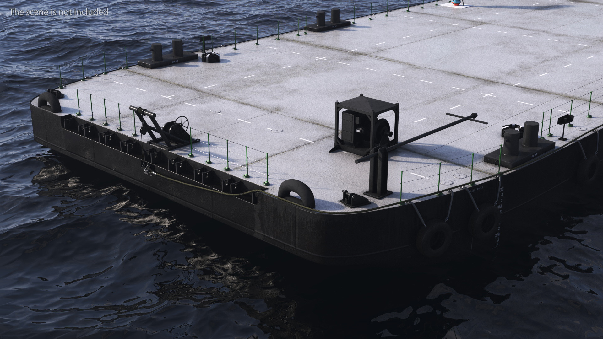 3D model Pontoon Barge with Cranes