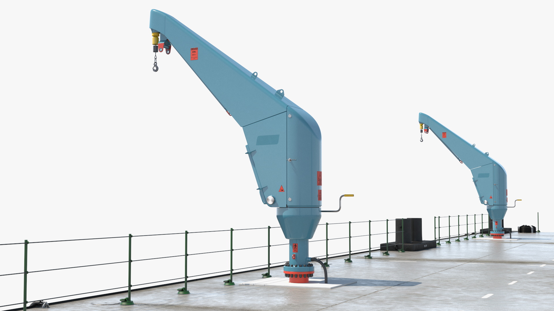 3D model Pontoon Barge with Cranes