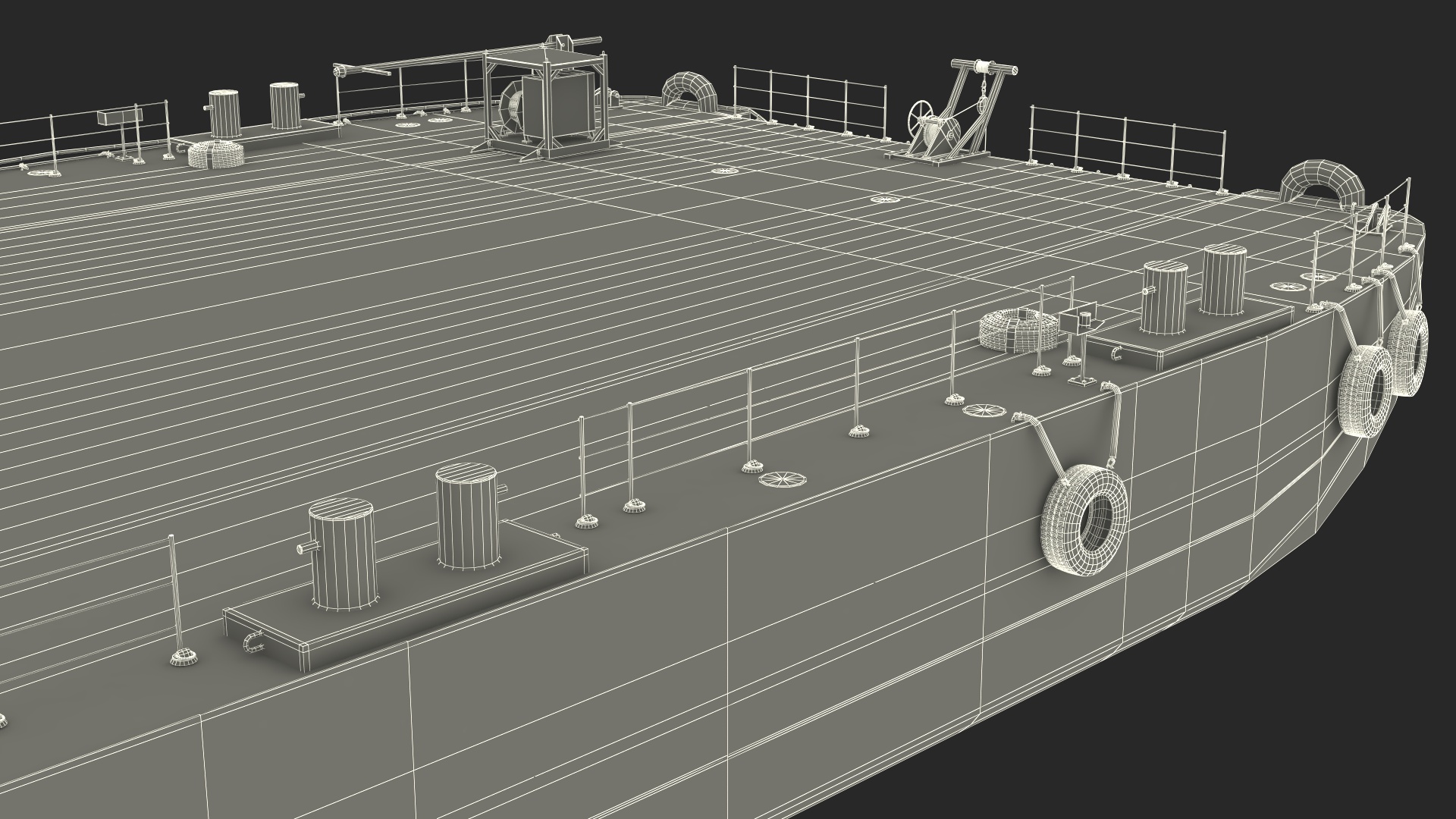 3D model Pontoon Barge with Cranes