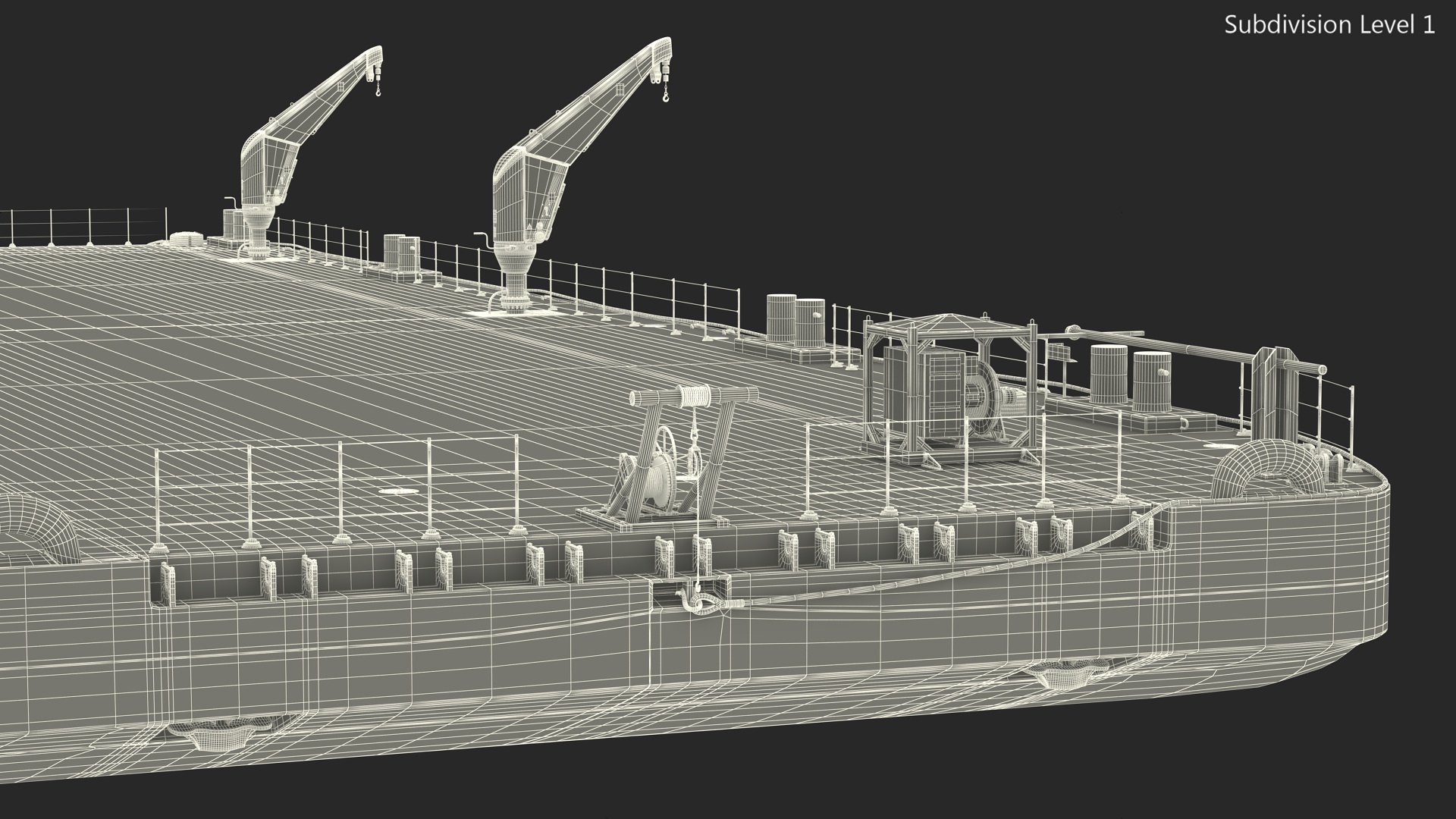 3D model Pontoon Barge with Cranes