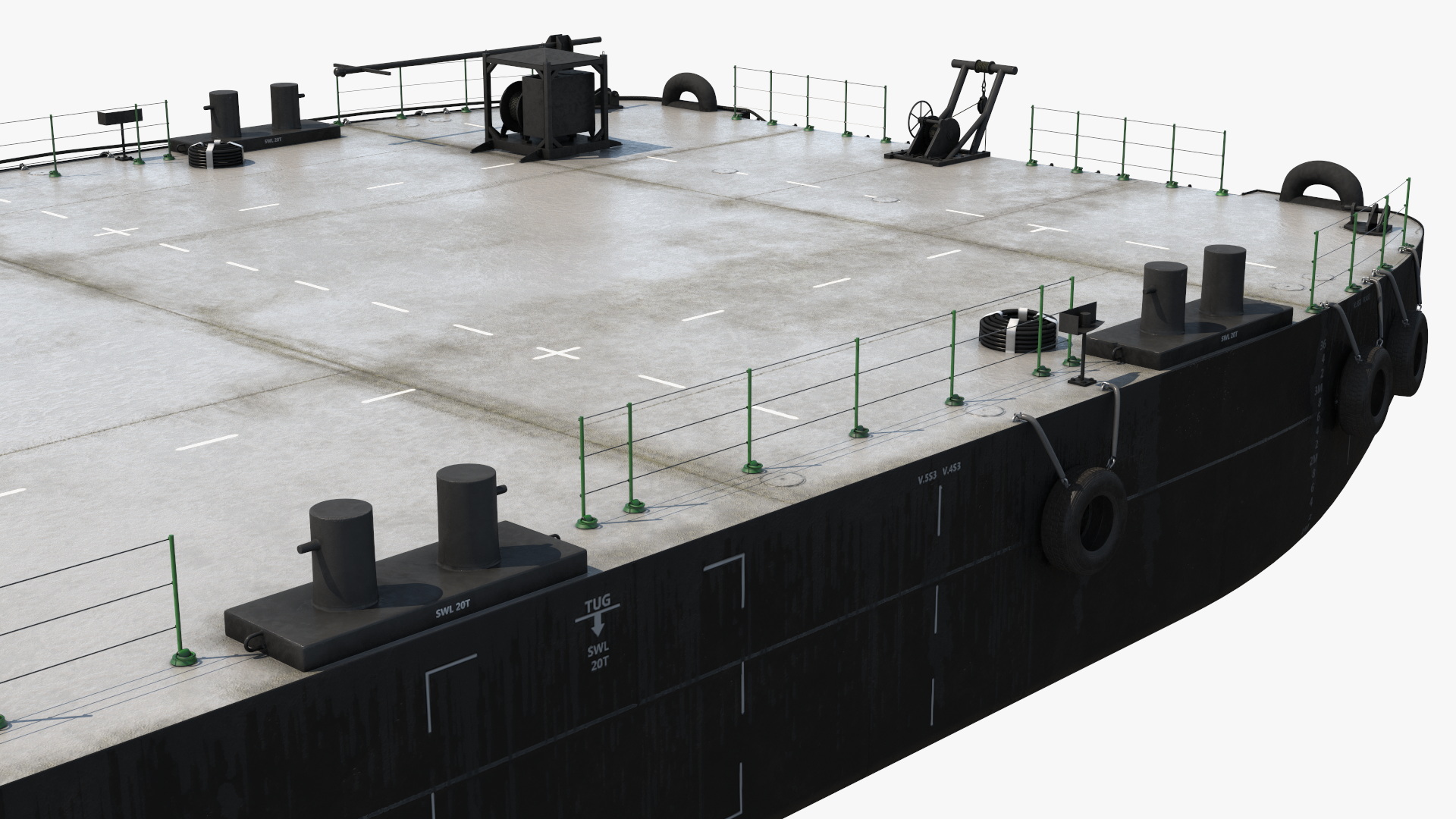 3D model Pontoon Barge with Cranes
