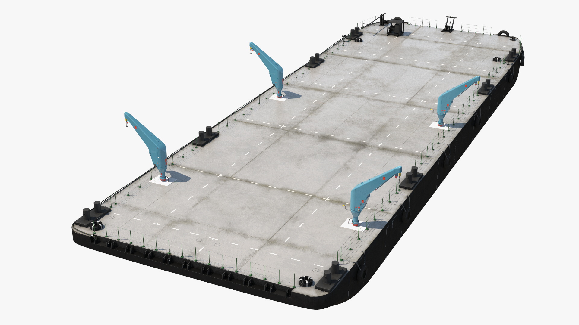 3D model Pontoon Barge with Cranes