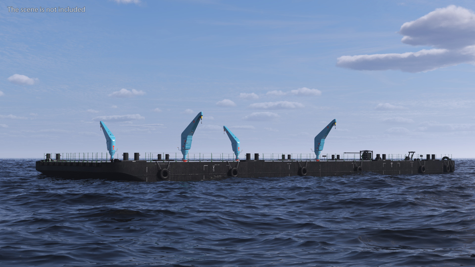 3D model Pontoon Barge with Cranes