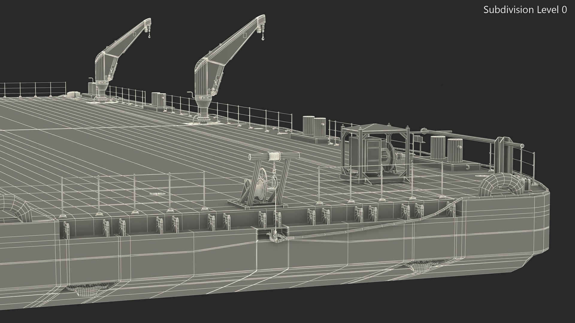 3D model Pontoon Barge with Cranes