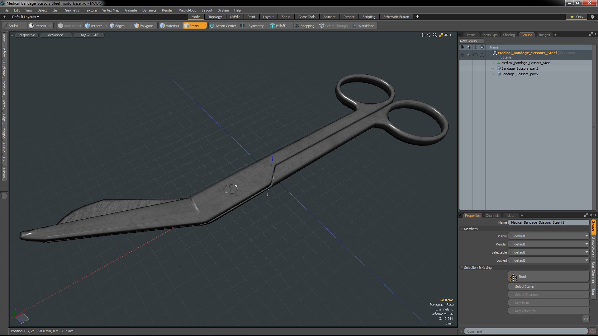 3D model Medical Bandage Scissors Steel