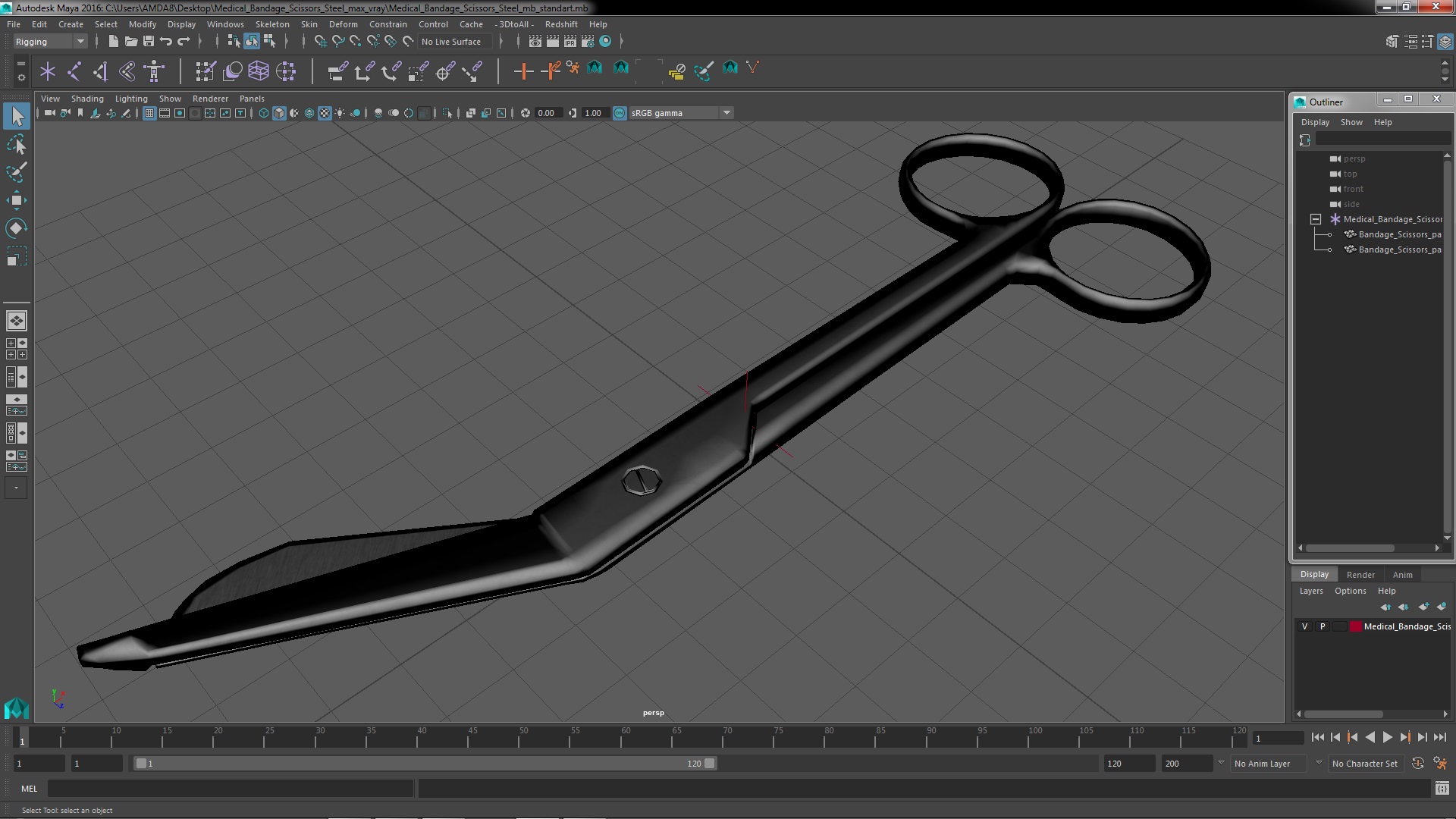 3D model Medical Bandage Scissors Steel