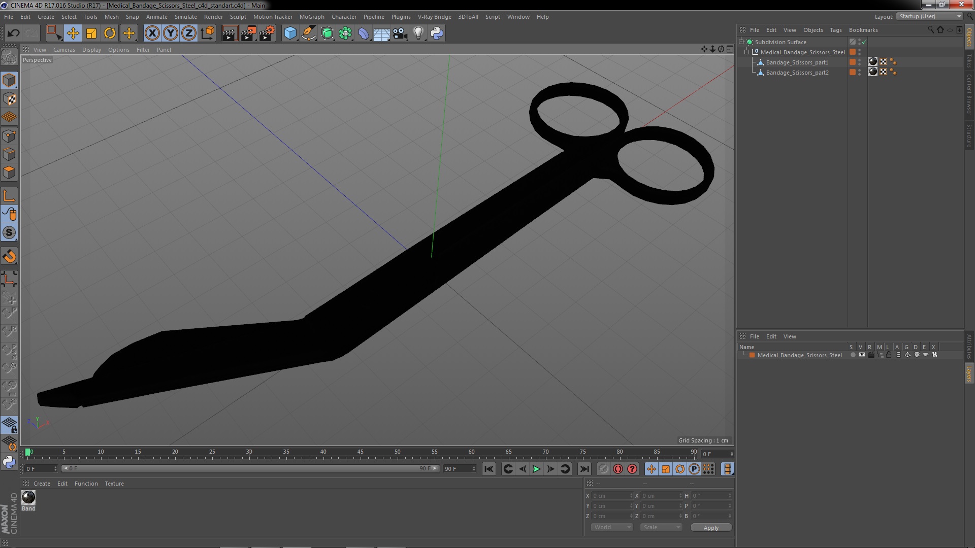 3D model Medical Bandage Scissors Steel