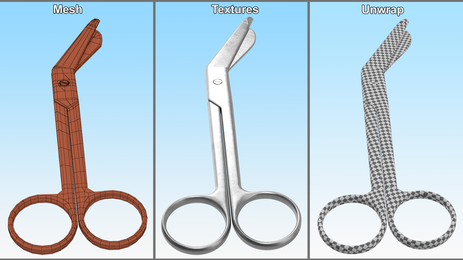 3D model Medical Bandage Scissors Steel