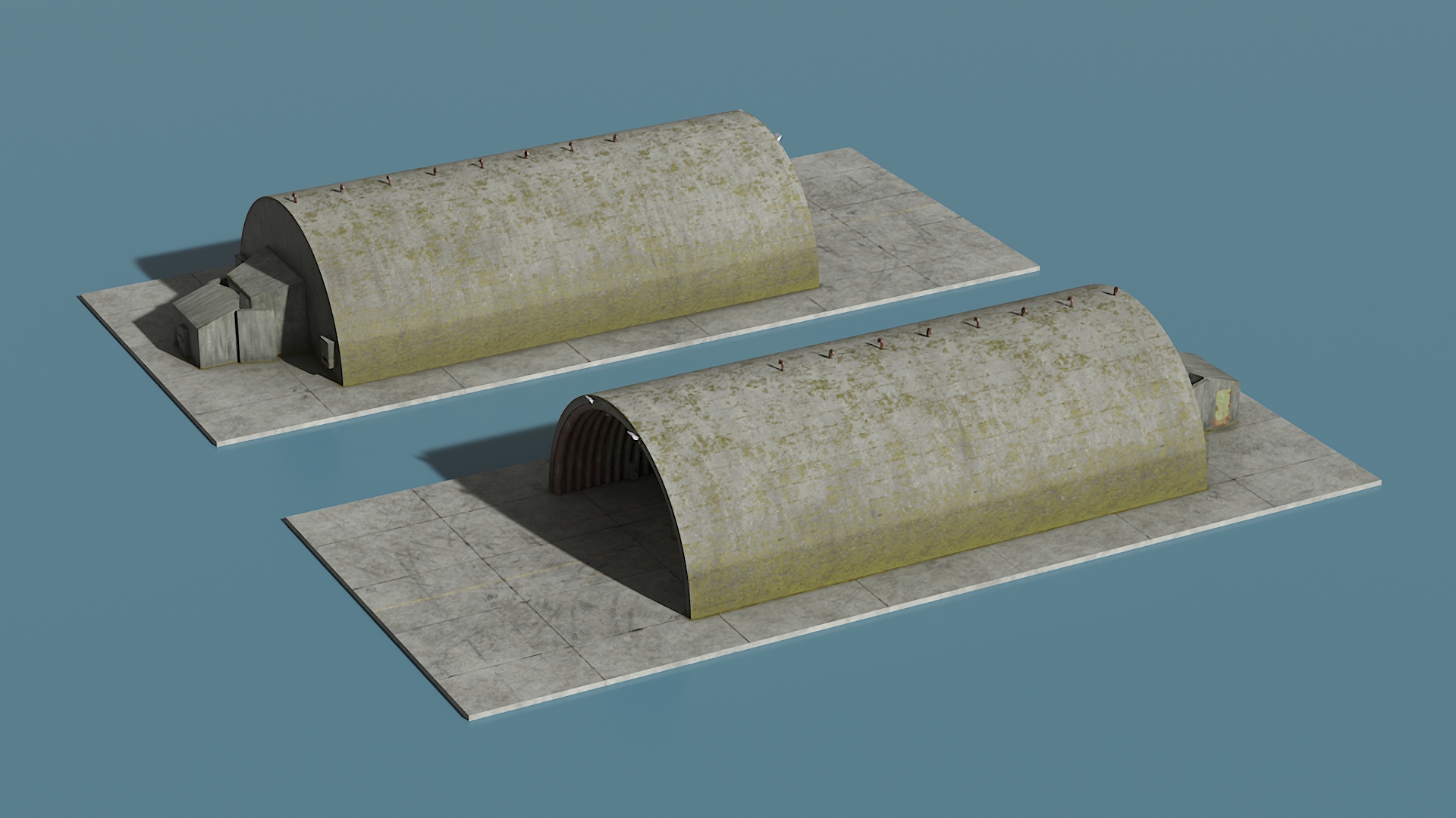 3D Abandoned Aircraft Shelter Closed model