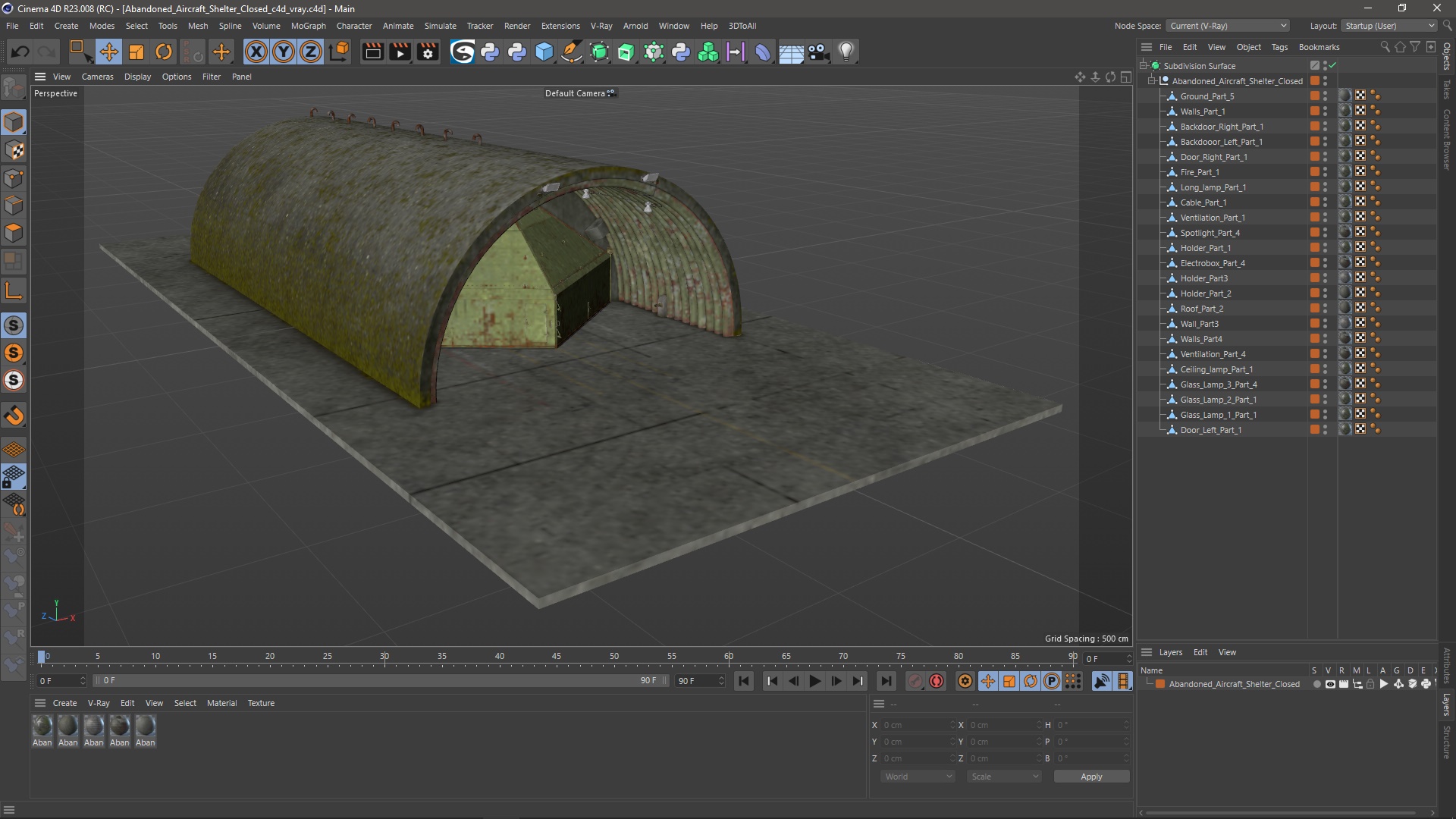 3D Abandoned Aircraft Shelter Closed model