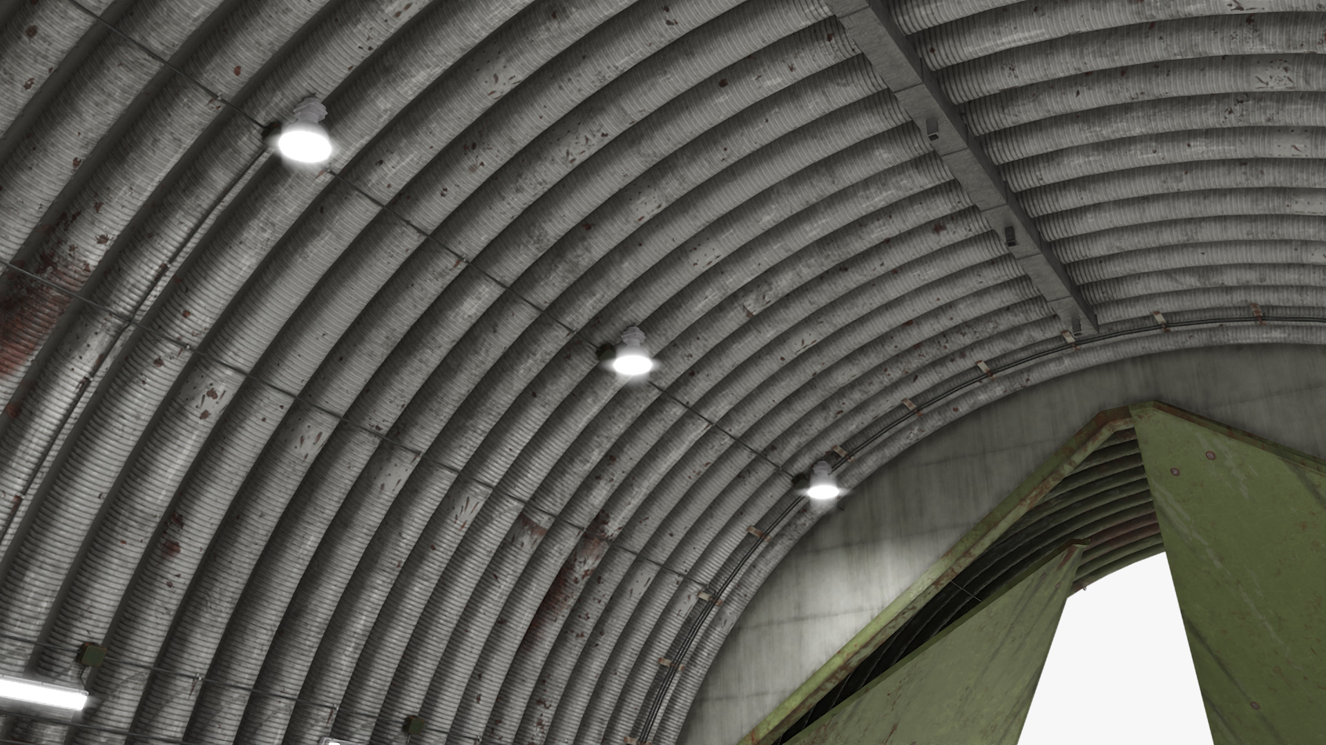 3D Abandoned Aircraft Shelter Closed model