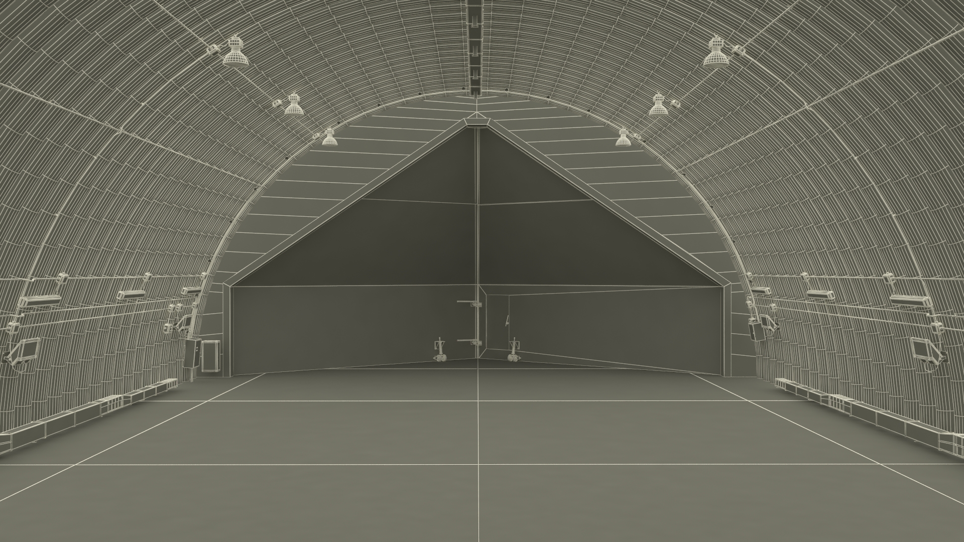 3D Abandoned Aircraft Shelter Closed model