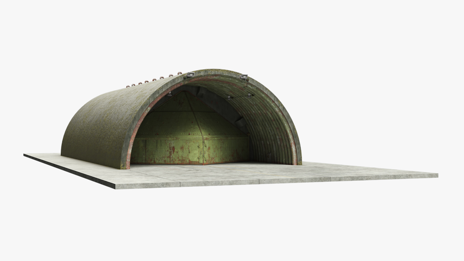 3D Abandoned Aircraft Shelter Closed model