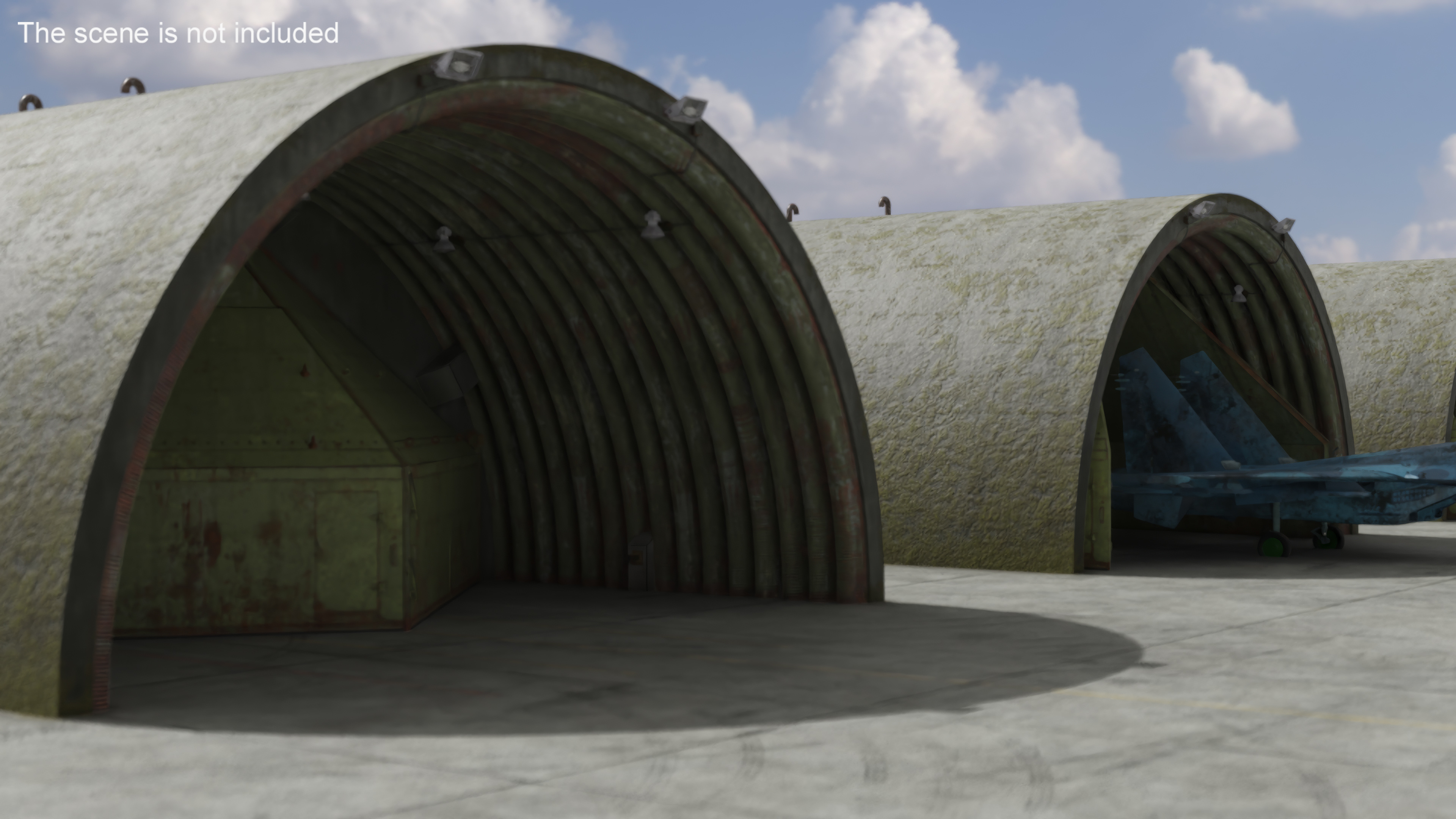 3D Abandoned Aircraft Shelter Closed model