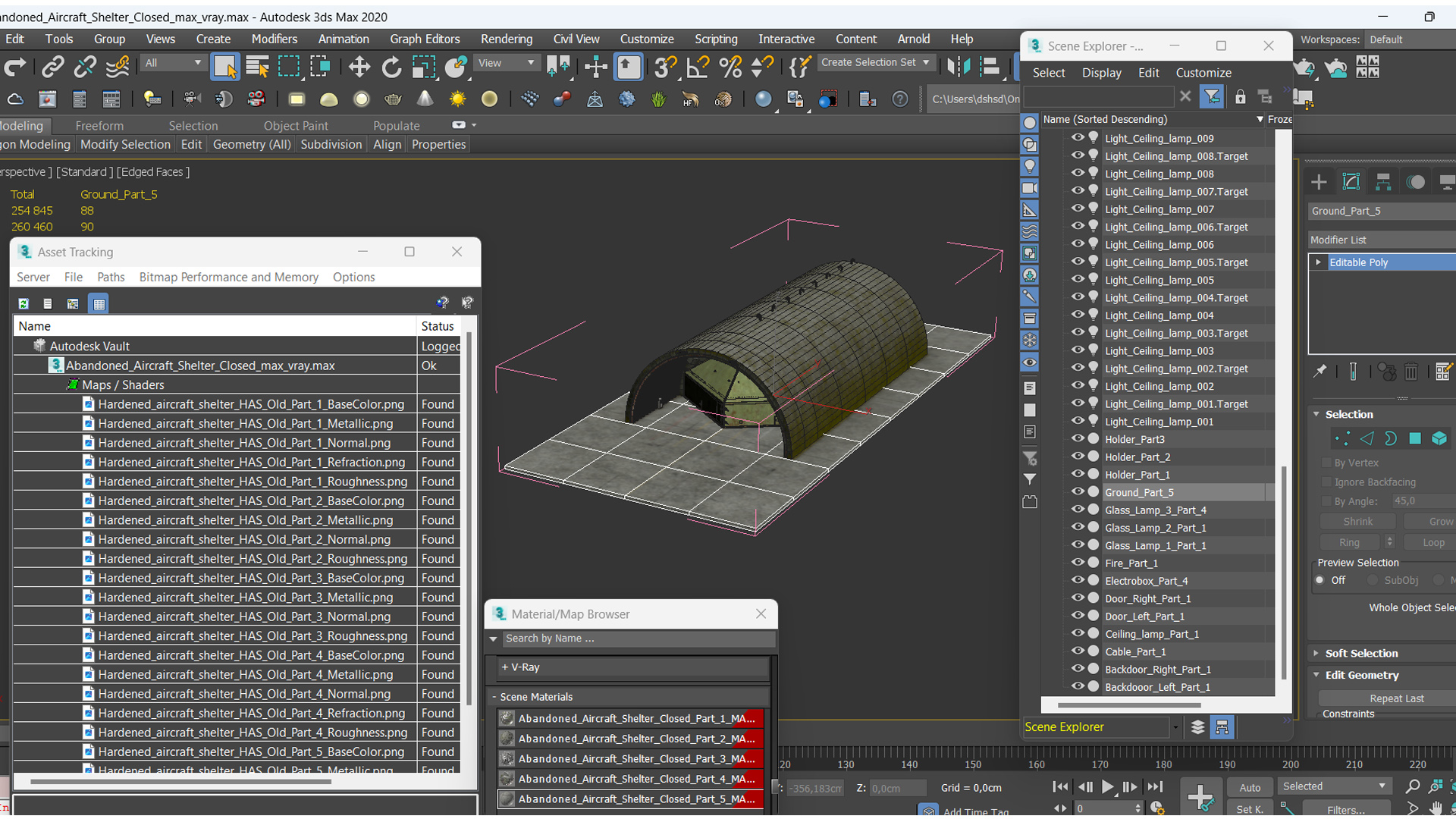 3D Abandoned Aircraft Shelter Closed model