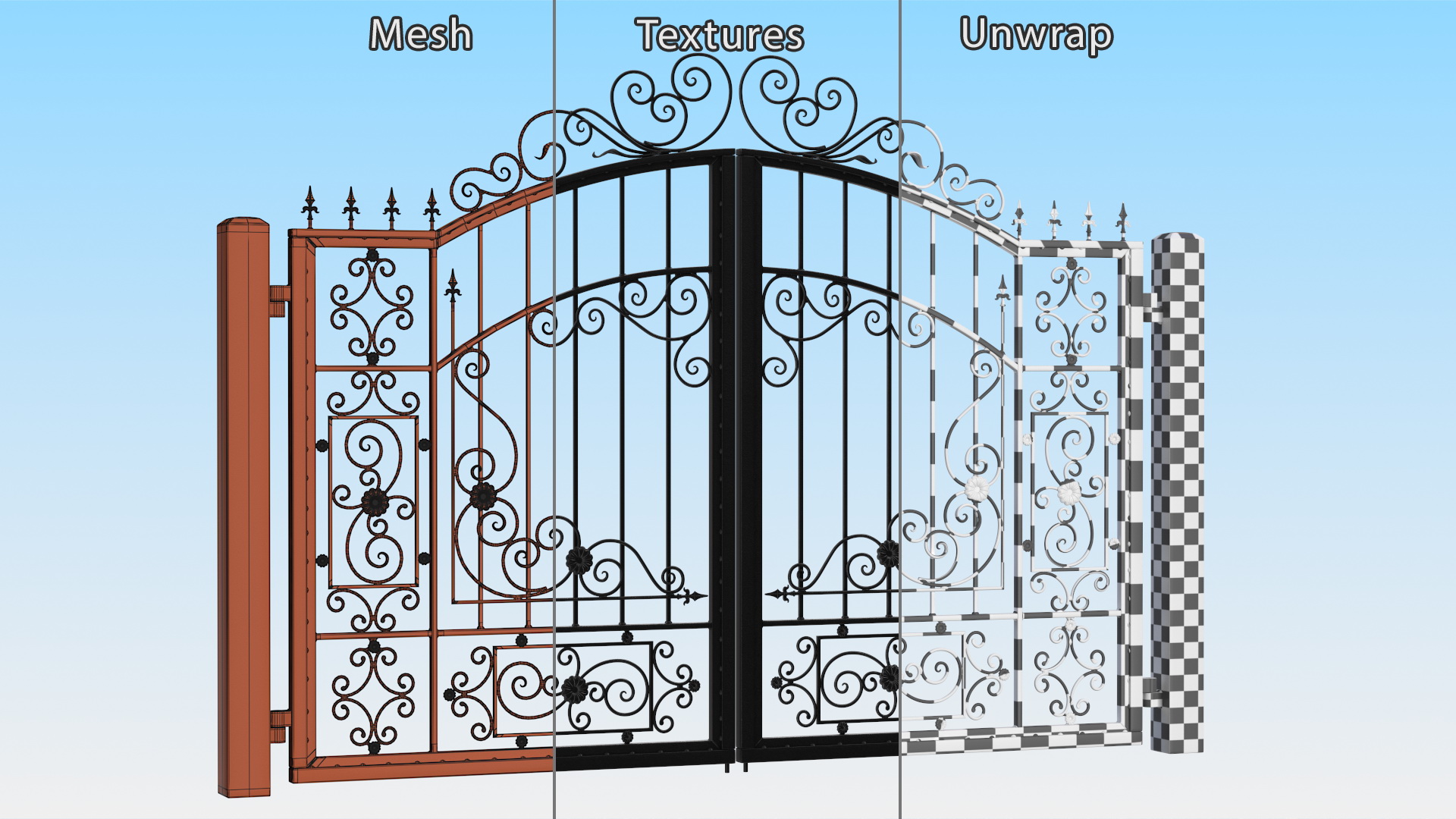Vintage Ornate Iron Gate 3D model