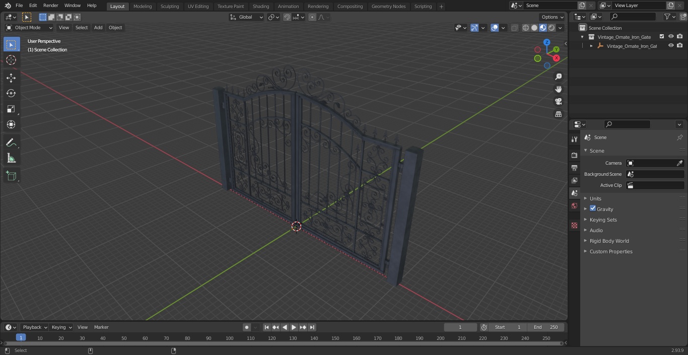 Vintage Ornate Iron Gate 3D model
