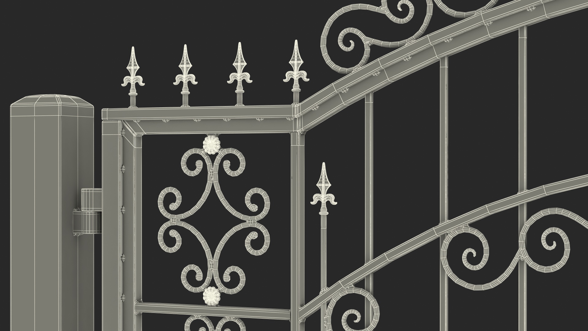 Vintage Ornate Iron Gate 3D model