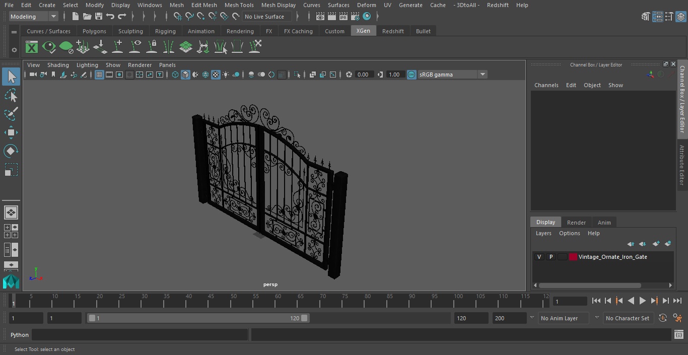 Vintage Ornate Iron Gate 3D model