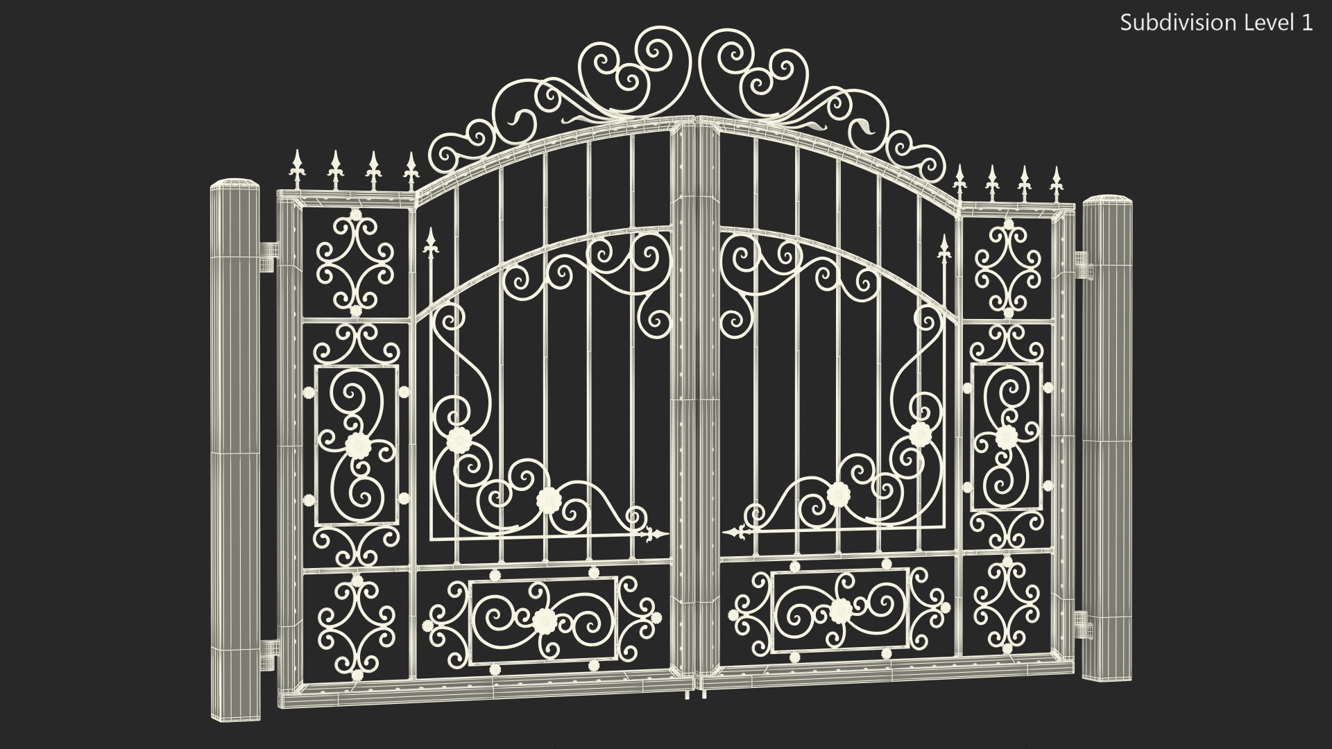 Vintage Ornate Iron Gate 3D model