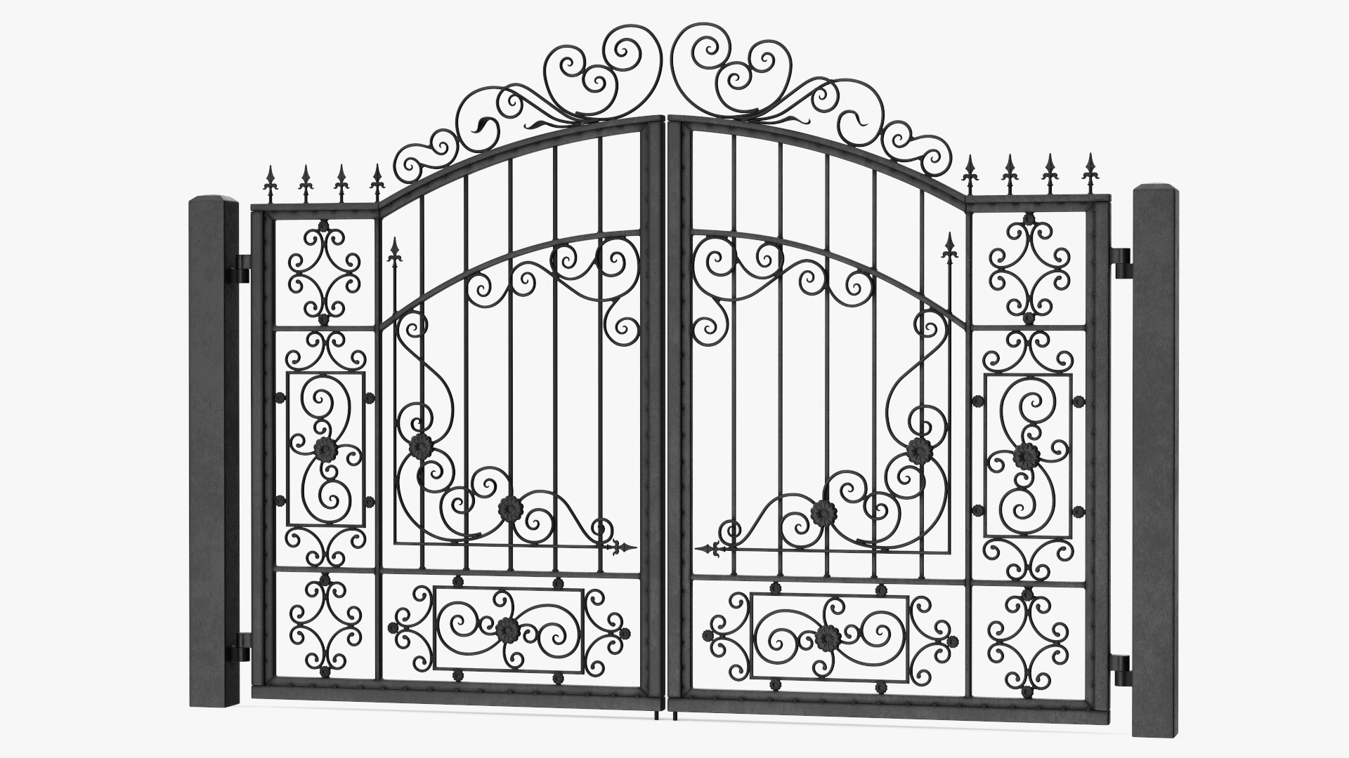 Vintage Ornate Iron Gate 3D model