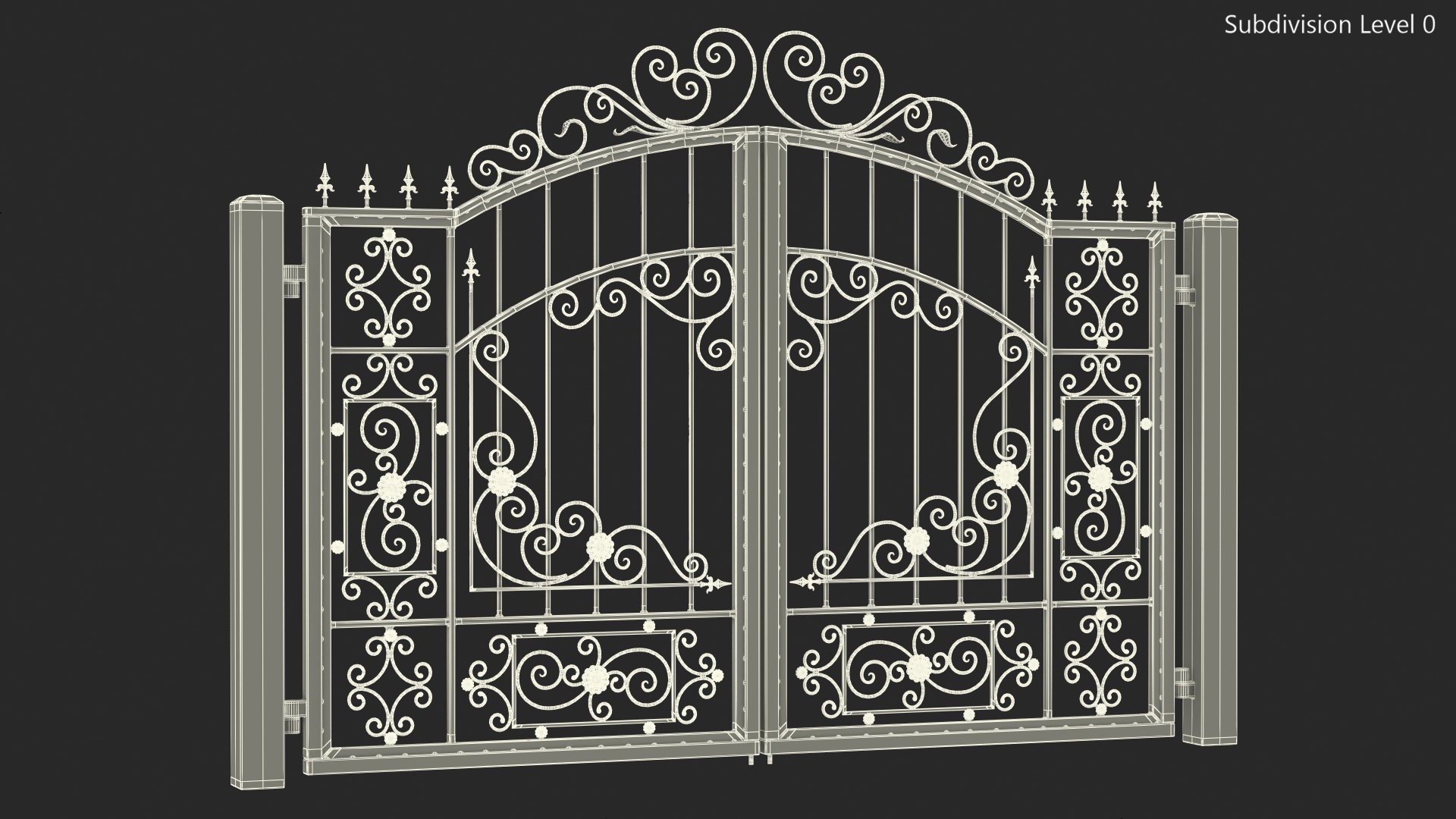 Vintage Ornate Iron Gate 3D model