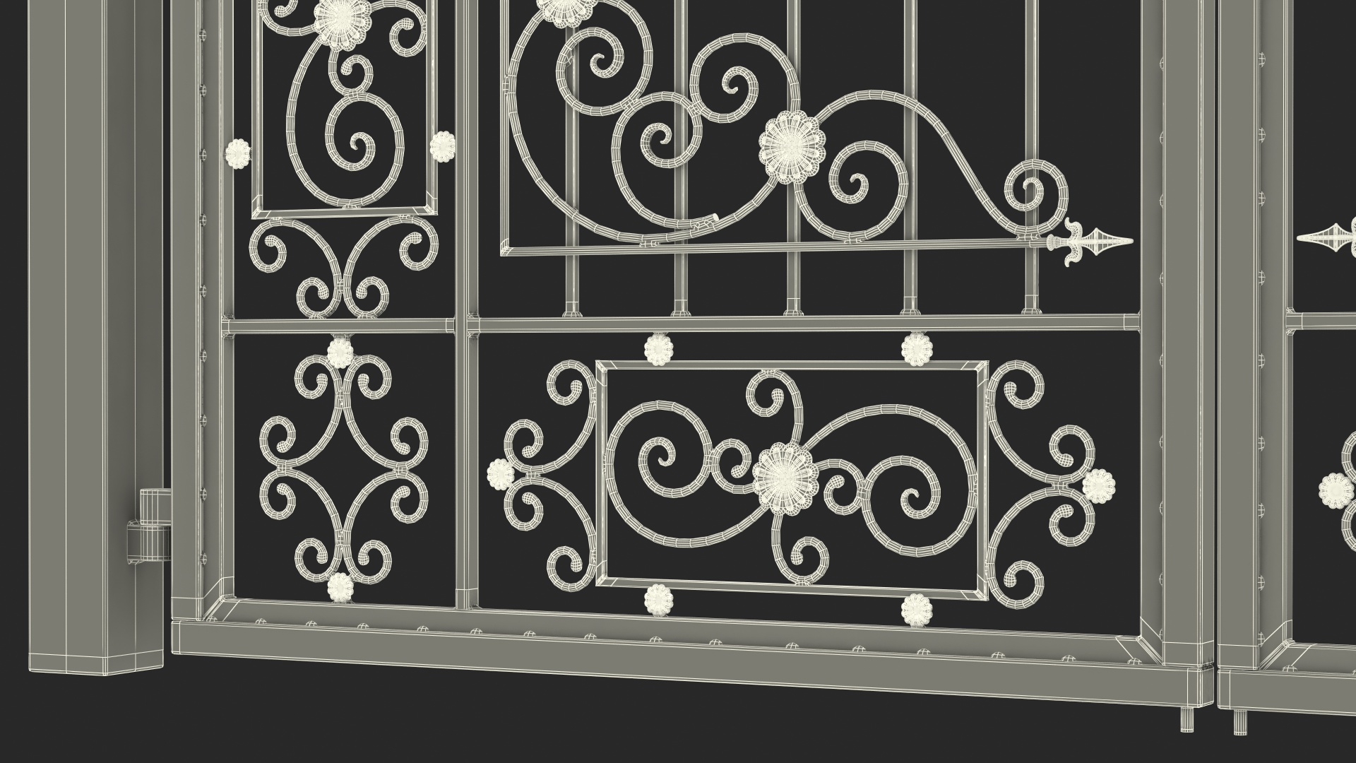 Vintage Ornate Iron Gate 3D model